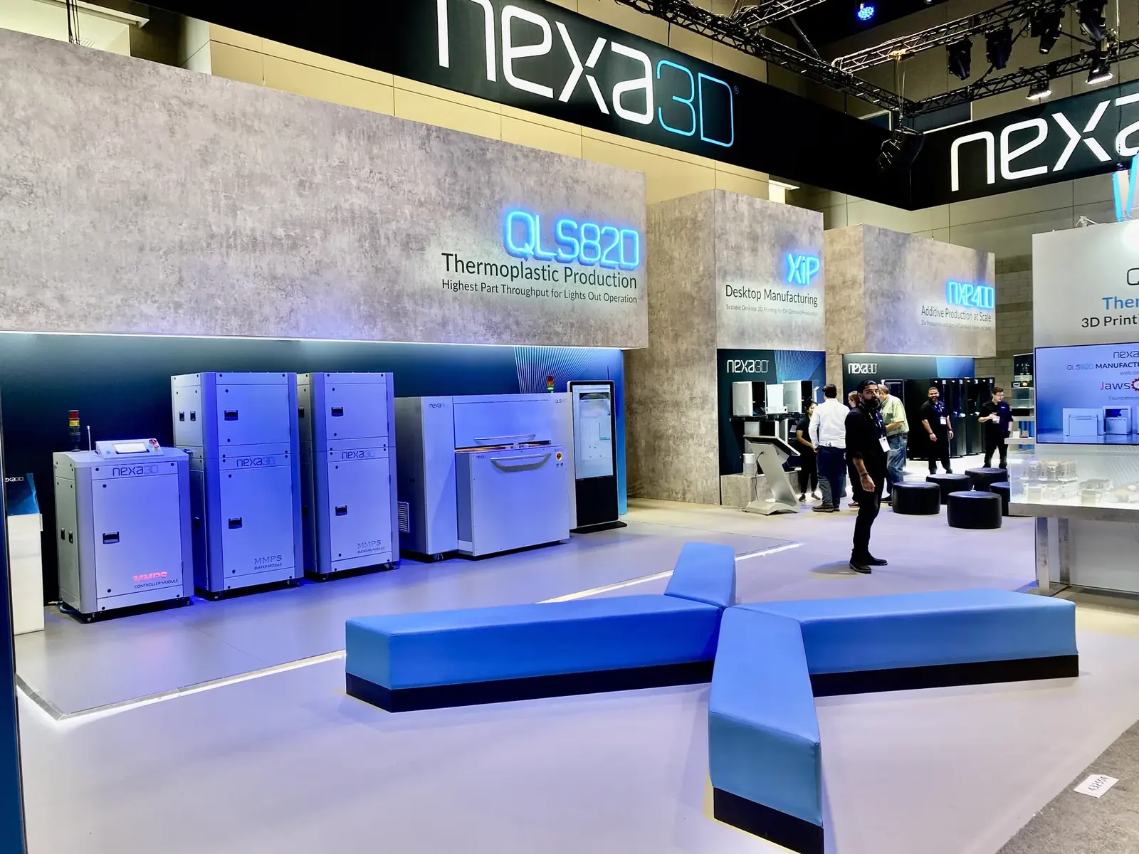 QLS 820 thermoplastic production printers on the Nexa3D exhibition stand at IMTS 2022 in Chicago